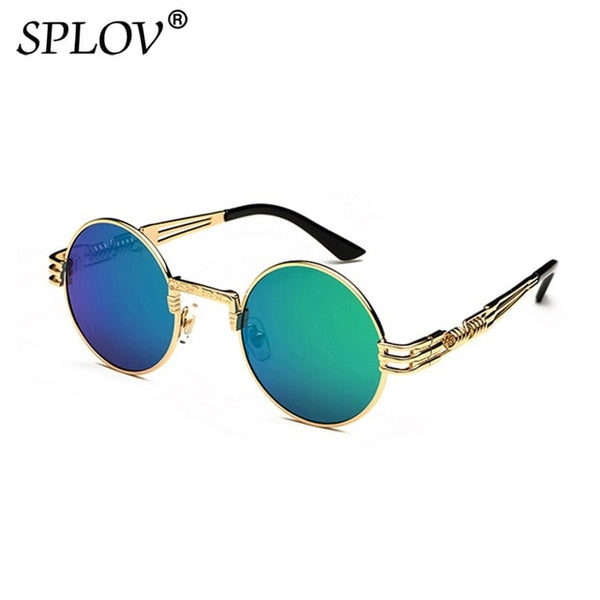 Fashion Retro Steampunk Round Metal Sunglasses