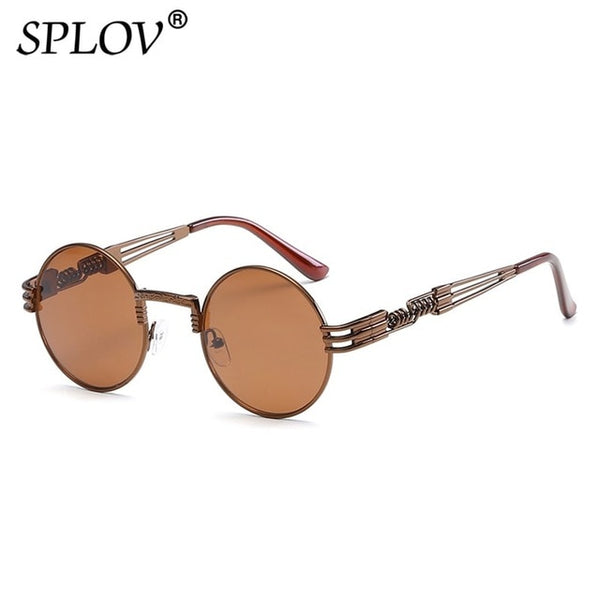 Fashion Retro Steampunk Round Metal Sunglasses