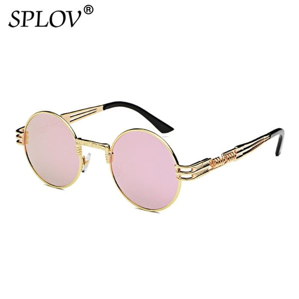 Fashion Retro Steampunk Round Metal Sunglasses
