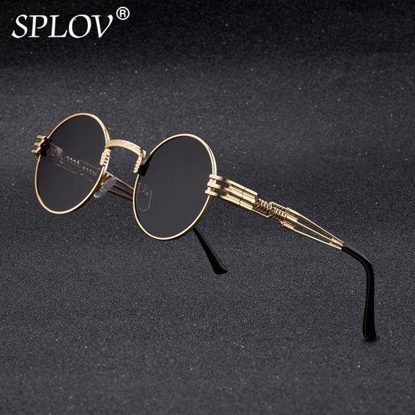 Fashion Retro Steampunk Round Metal Sunglasses